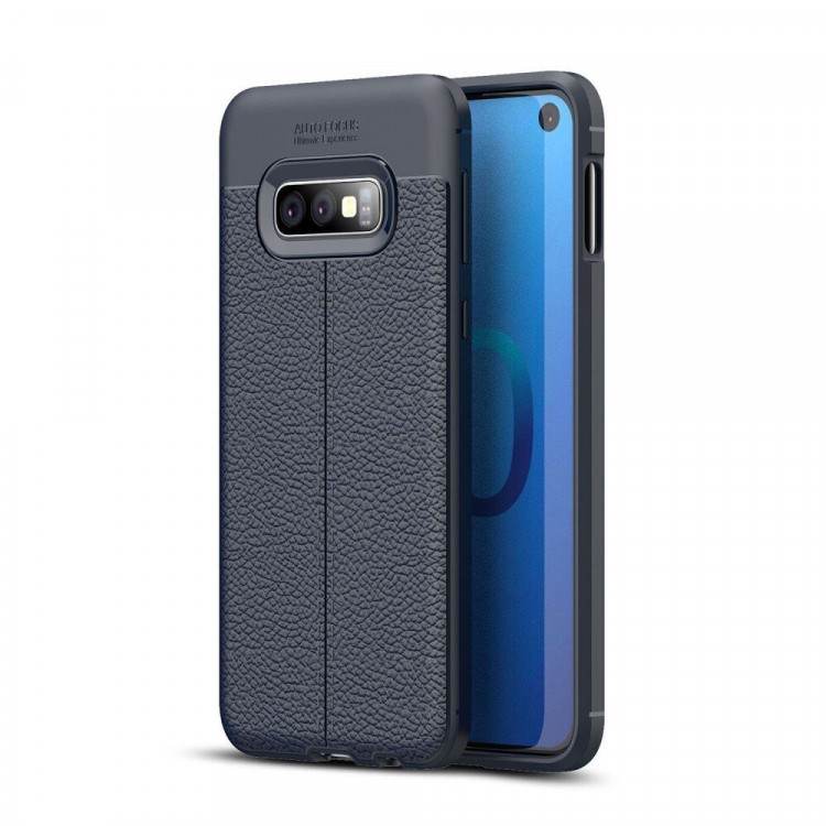 Чехол-накладка Litchi Grain для Samsung Galaxy S10e (темно-синий)