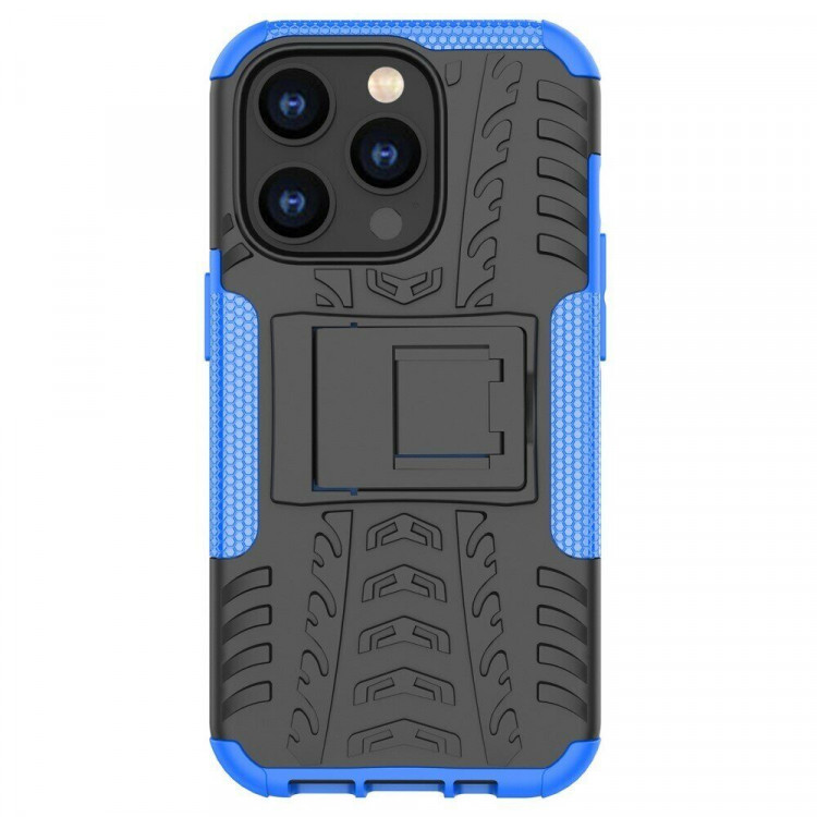 Чехол Hybrid Armor для iPhone 14 Pro (черный + голубой)