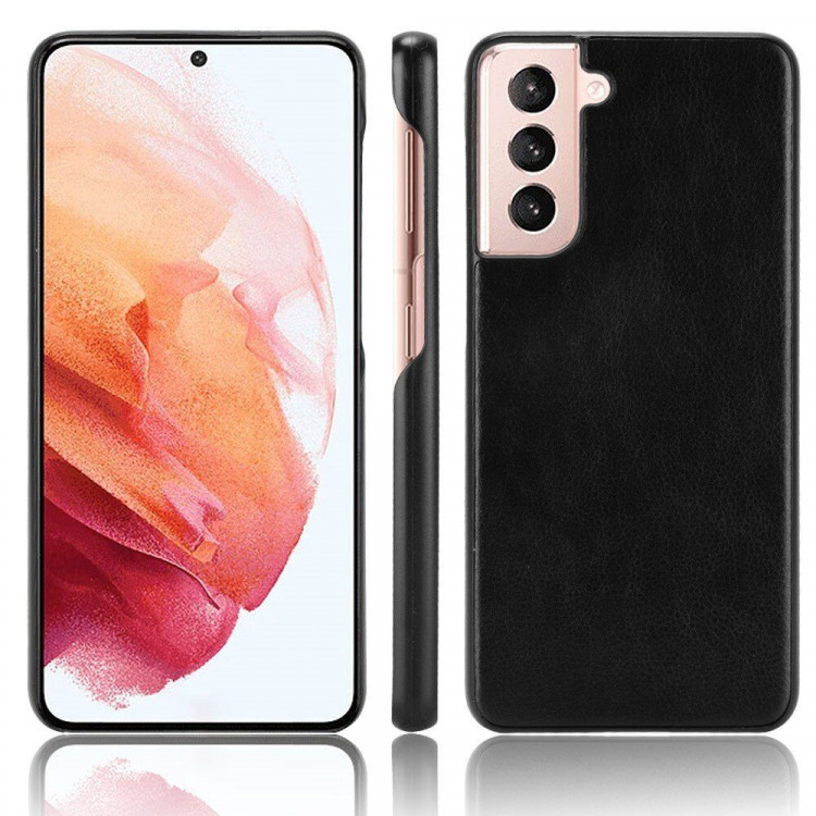 Кожаная накладка-чехол для Samsung Galaxy S21 (черный)