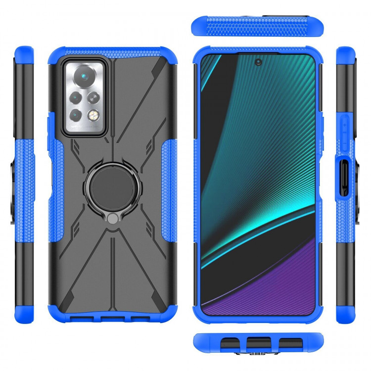 Чехол Armor Shockproof Ring Holder для Infinix Note 11 Pro (черный + голубой)