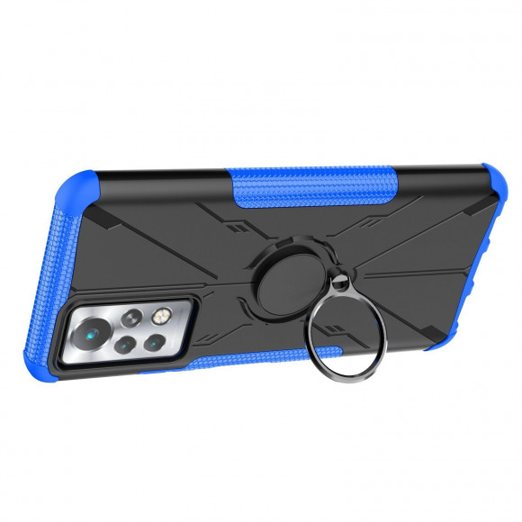 Чехол Armor Shockproof Ring Holder для Infinix Note 11 Pro (черный + голубой) Чехол Armor Shockproof Ring Holder для Infinix Note 11 Pro (черный + голубой)