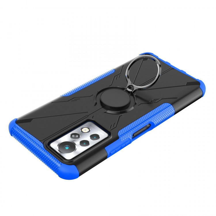 Чехол Armor Shockproof Ring Holder для Infinix Note 11 Pro (черный + голубой)