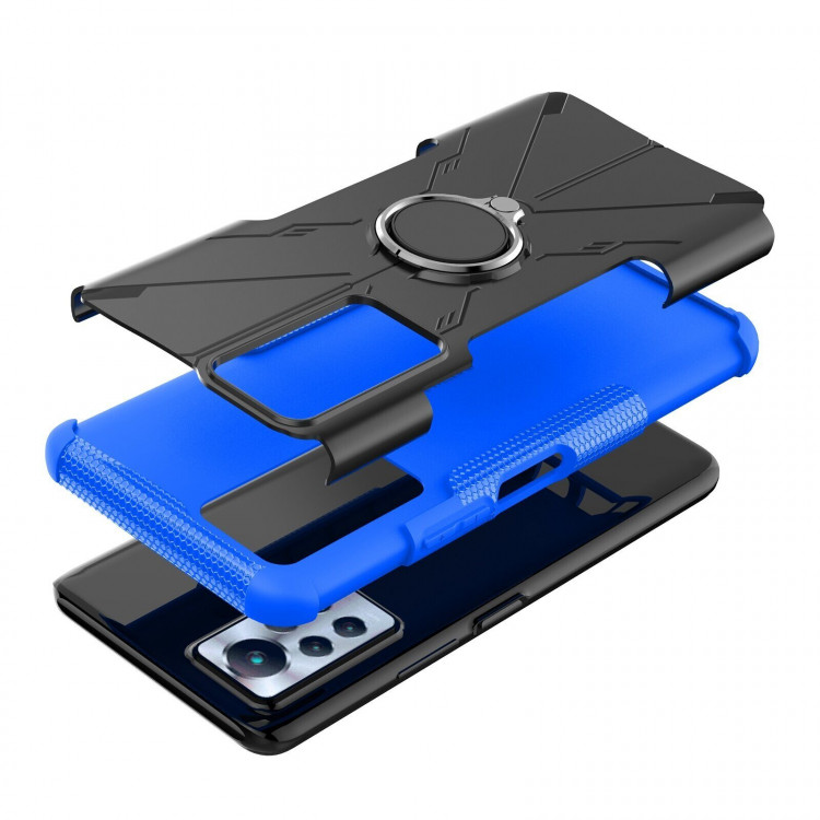 Чехол Armor Shockproof Ring Holder для Infinix Note 11 Pro (черный + голубой)