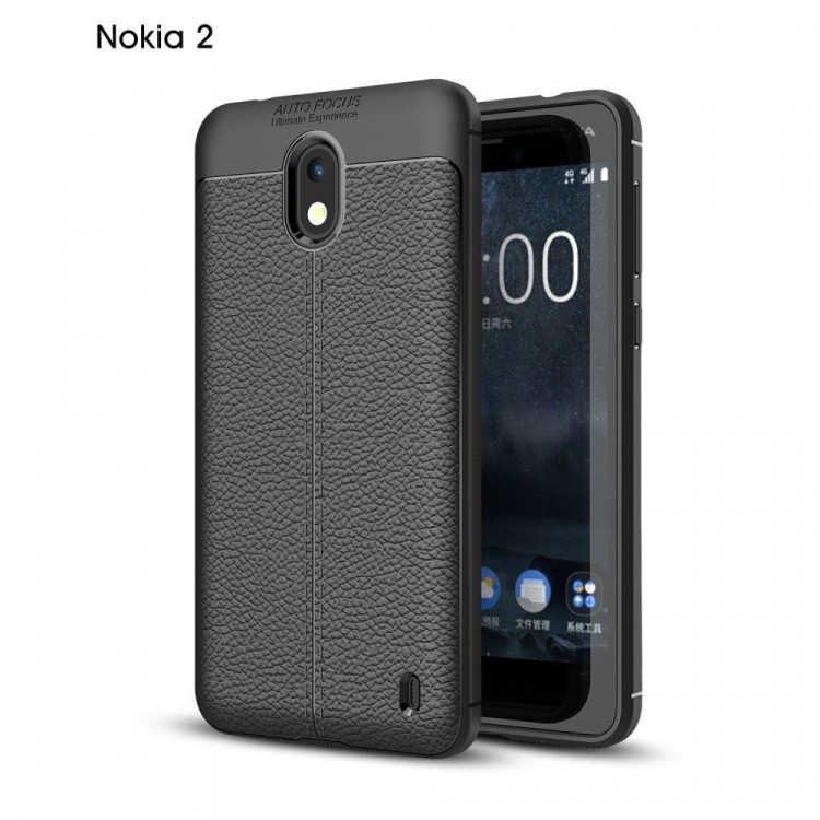 Чехол-накладка Litchi Grain для Nokia 2 (черный)