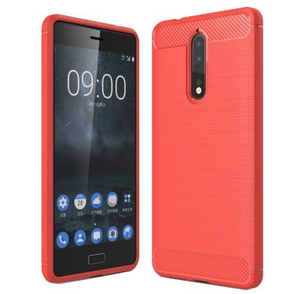 Чехол-накладка Carbon Fibre для Nokia 8 (красный)