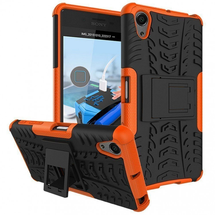 Чехол Hybrid Armor для Sony Xperia X Performance (черный + оранжевый)