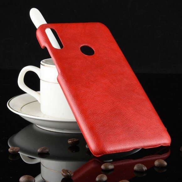 Кожаная накладка-чехол Litchi Texture для Asus Zenfone Max Pro (M2) ZB631KL (красный)