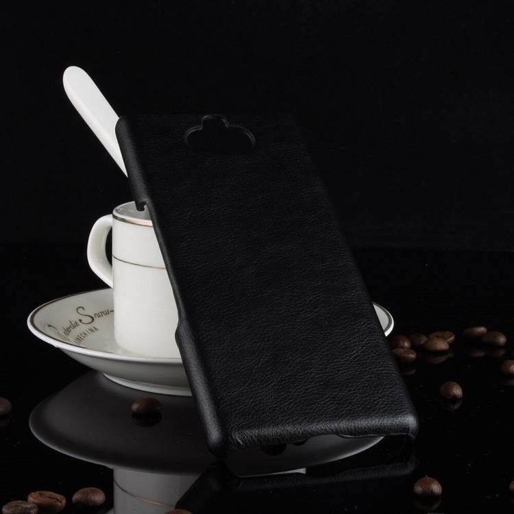 Кожаная накладка-чехол Litchi Texture для Sony Xperia 10 Plus (черный)