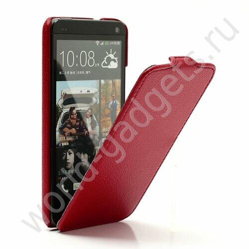 Вертикальный чехол для HTC One / M7 (красный)