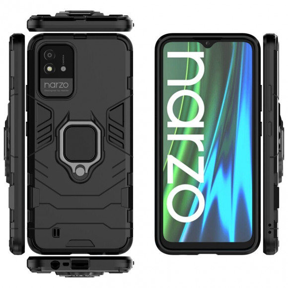 Чехол Armor Ring Holder для Realme Narzo 50i (черный) Чехол Armor Ring Holder для Realme Narzo 50i (черный)