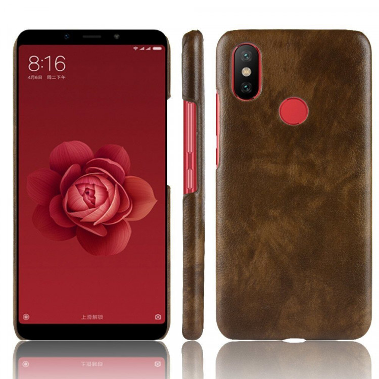 Чехол Litchi Texture для Xiaomi Mi 6X / Mi A2 (коричневый)