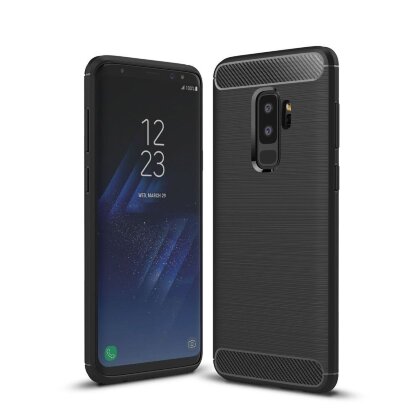 Чехол-накладка Carbon Fibre для Samsung Galaxy S9 Plus (черный)