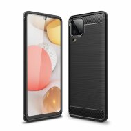 Чехол-накладка Carbon Fibre для Samsung Galaxy A12 (черный) Чехол-накладка Carbon Fibre для Samsung Galaxy A12 (черный)