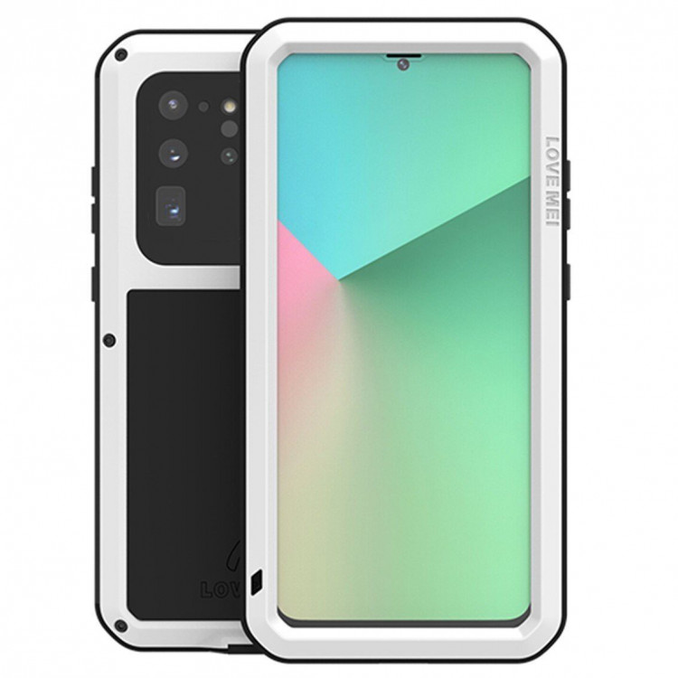 Гибридный чехол LOVE MEI для Samsung Galaxy S20 Ultra (белый)