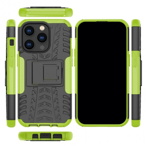Чехол Hybrid Armor для iPhone 14 Pro (черный + зеленый) Чехол Hybrid Armor для iPhone 14 Pro (черный + зеленый)