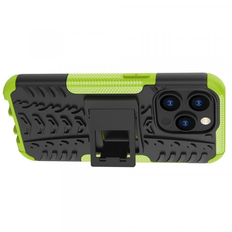 Чехол Hybrid Armor для iPhone 14 Pro (черный + зеленый)