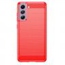 Чехол-накладка Carbon Fibre для Samsung Galaxy S21 FE (красный)