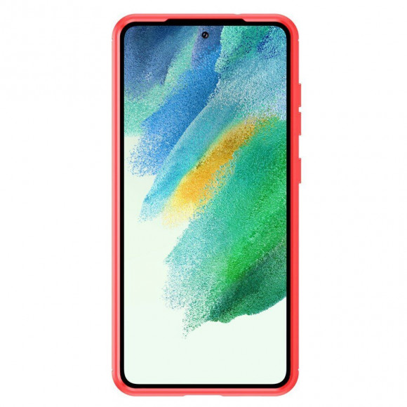 Чехол-накладка Carbon Fibre для Samsung Galaxy S21 FE (красный)