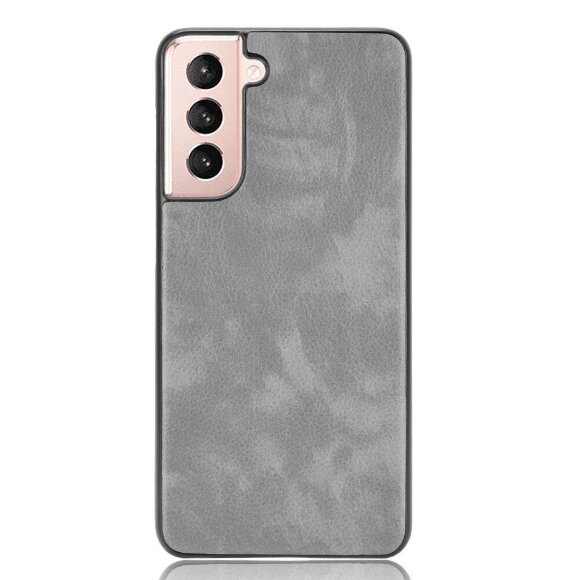 Кожаная накладка-чехол для Samsung Galaxy S21 (серый)