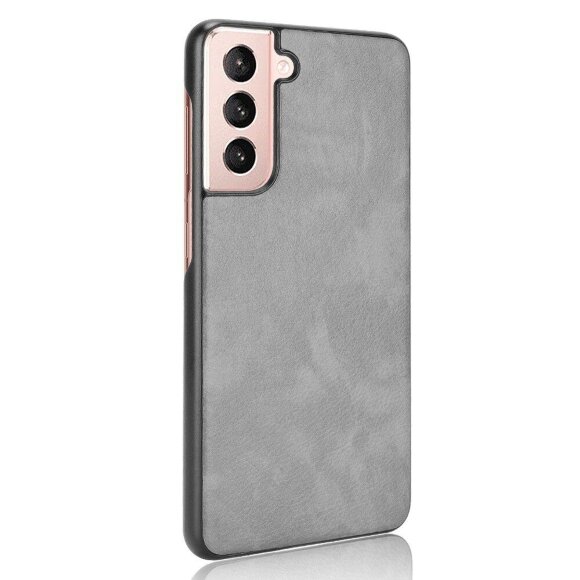 Кожаная накладка-чехол для Samsung Galaxy S21 (серый)