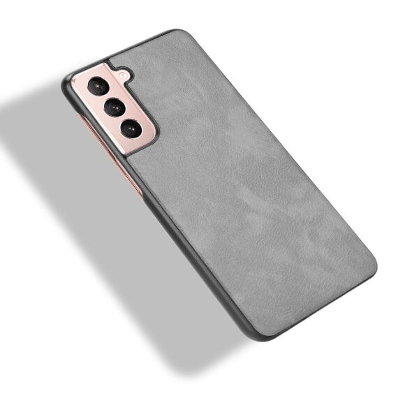 Кожаная накладка-чехол для Samsung Galaxy S21 (серый)