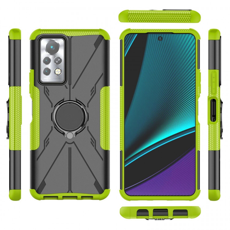 Чехол Armor Shockproof Ring Holder для Infinix Note 11 Pro (черный + зеленый)