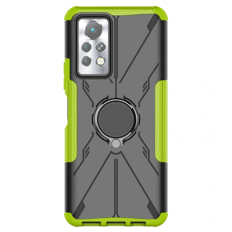 Чехол Armor Shockproof Ring Holder для Infinix Note 11 Pro (черный + зеленый)