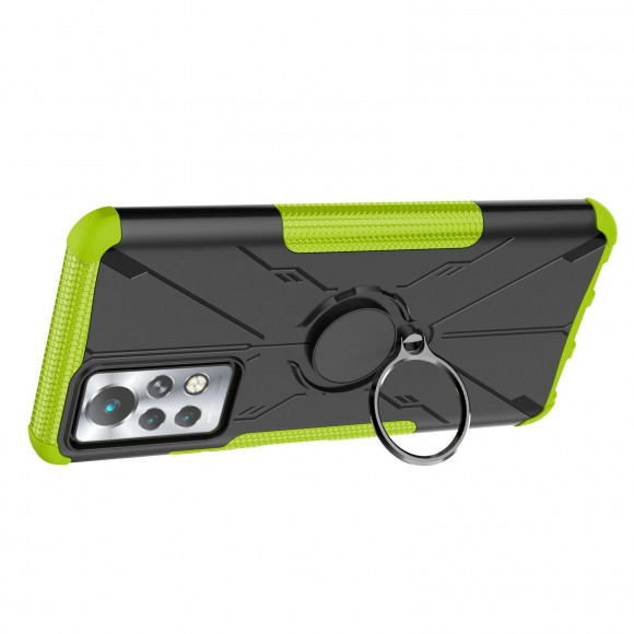 Чехол Armor Shockproof Ring Holder для Infinix Note 11 Pro (черный + зеленый) Чехол Armor Shockproof Ring Holder для Infinix Note 11 Pro (черный + зеленый)