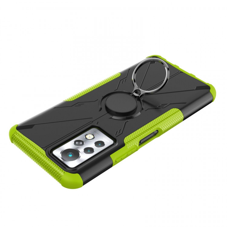 Чехол Armor Shockproof Ring Holder для Infinix Note 11 Pro (черный + зеленый)