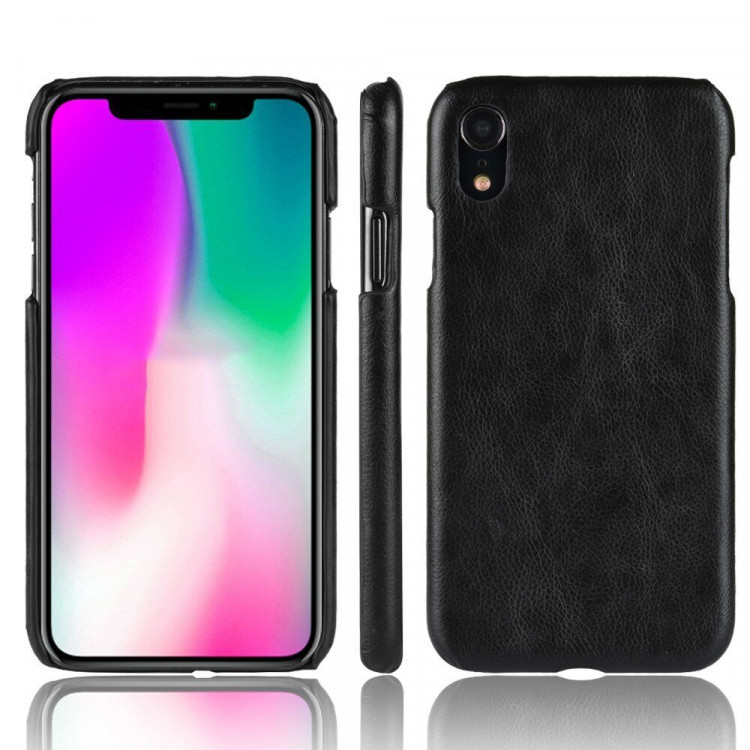 Чехол Litchi Texture для iPhone XR (черный)