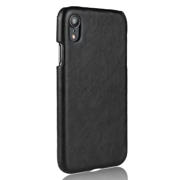 Чехол Litchi Texture для iPhone XR (черный)