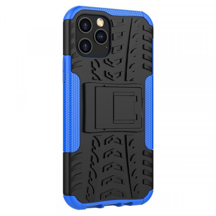 Чехол Hybrid Armor для iPhone 12 / iPhone 12 Pro (черный + голубой)