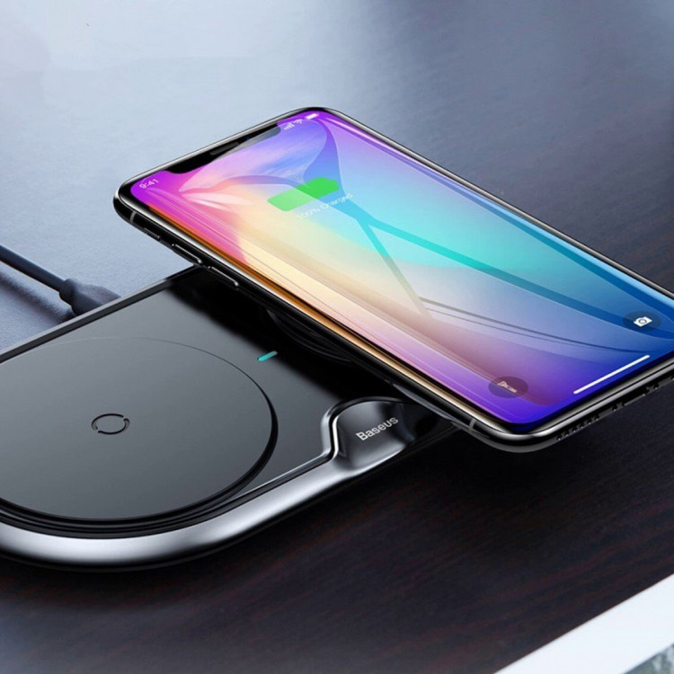 Двойное беспроводное зарядное устройство Baseus Dual Positions (черный)