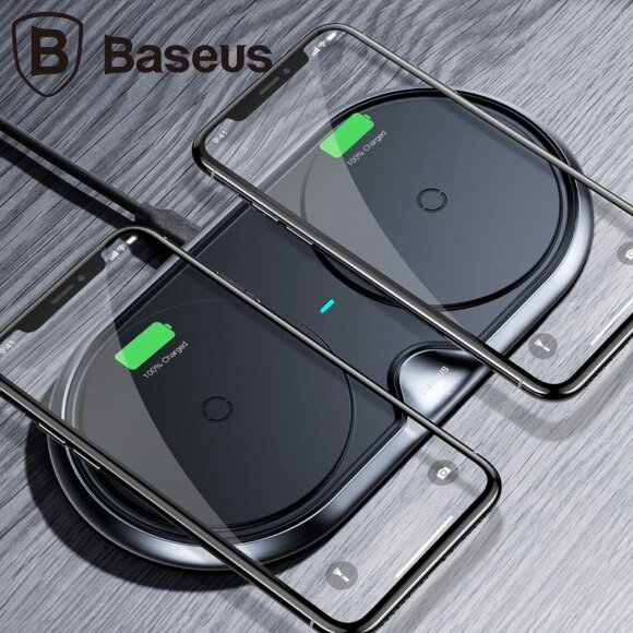 Двойное беспроводное зарядное устройство Baseus Dual Positions (черный) Двойное беспроводное зарядное устройство Baseus Dual Positions (черный)