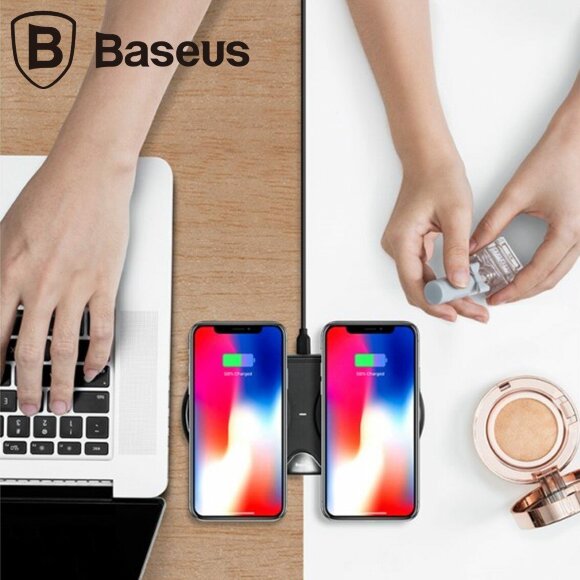 Двойное беспроводное зарядное устройство Baseus Dual Positions (черный) Двойное беспроводное зарядное устройство Baseus Dual Positions (черный)