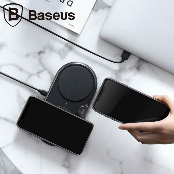 Двойное беспроводное зарядное устройство Baseus Dual Positions (черный) Двойное беспроводное зарядное устройство Baseus Dual Positions (черный)