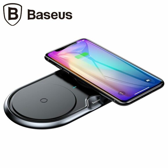 Двойное беспроводное зарядное устройство Baseus Dual Positions (черный) Двойное беспроводное зарядное устройство Baseus Dual Positions (черный)