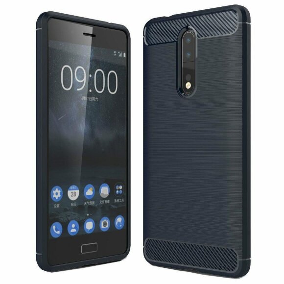 Чехол-накладка Carbon Fibre для Nokia 8 (темно-синий)