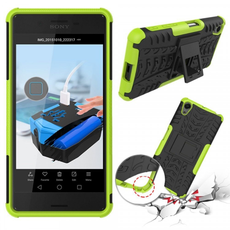 Чехол Hybrid Armor для Sony Xperia X Performance (черный + зеленый)