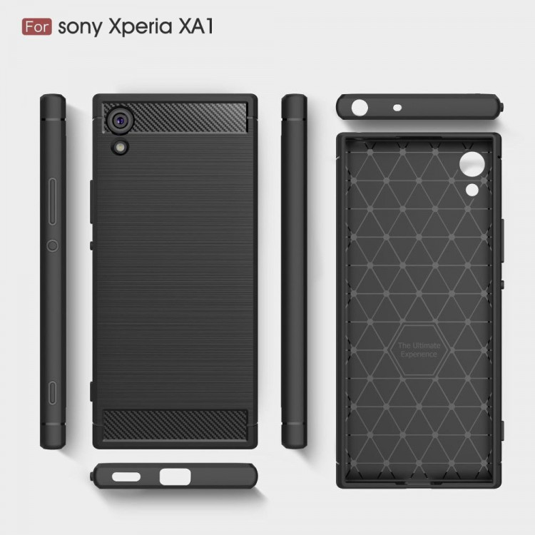 Чехол-накладка Carbon Fibre для Sony Xperia XA1 (черный)
