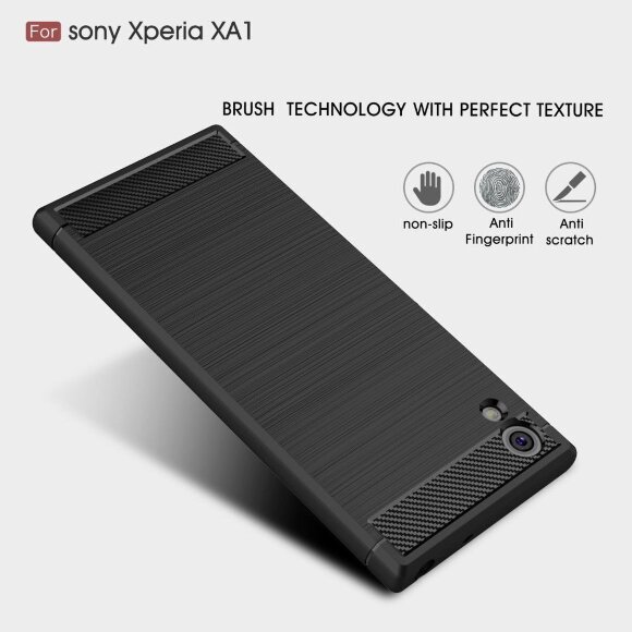 Чехол-накладка Carbon Fibre для Sony Xperia XA1 (черный)