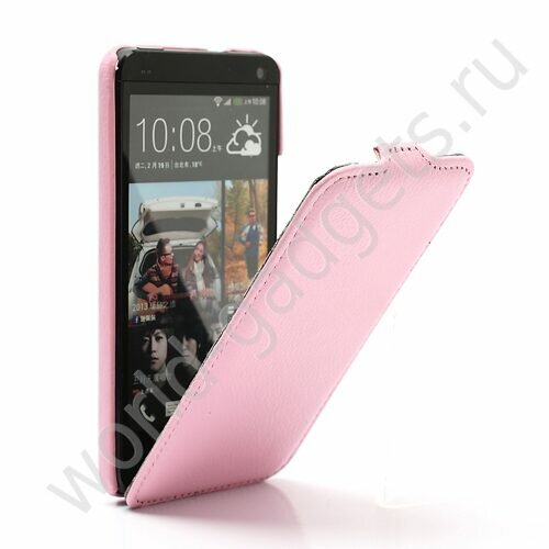 Вертикальный чехол для HTC One / M7 (розовый)