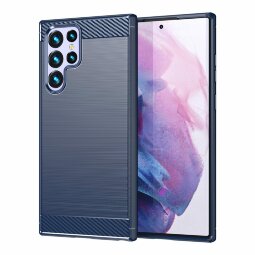 Чехол-накладка Carbon Fibre для Samsung Galaxy S23 Ultra (темно-синий)