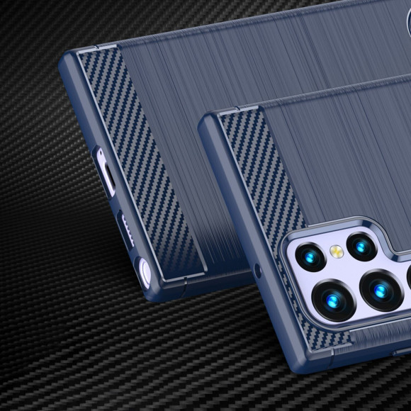 Чехол-накладка Carbon Fibre для Samsung Galaxy S23 Ultra (темно-синий) Чехол-накладка Carbon Fibre для Samsung Galaxy S23 Ultra (темно-синий)