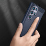 Чехол-накладка Carbon Fibre для Samsung Galaxy S23 Ultra (темно-синий)