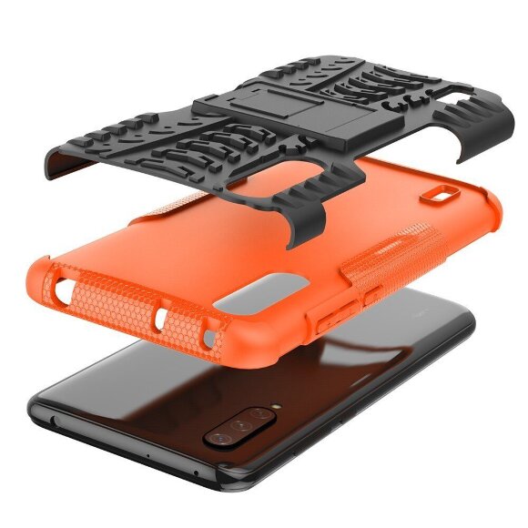 Чехол Hybrid Armor для Xiaomi Mi CC9 / Xiaomi Mi 9 Lite (черный + оранжевый)
