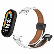 Кожаный ремешок с магнитной застежкой для Xiaomi Mi Smart Band 8, Xiaomi Mi Band 8 (белый) Кожаный ремешок с магнитной застежкой для Xiaomi Mi Smart Band 8, Xiaomi Mi Band 8 (белый)