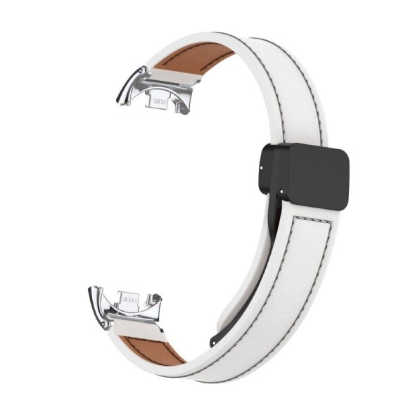 Кожаный ремешок с магнитной застежкой для Xiaomi Mi Smart Band 8, Xiaomi Mi Band 8 (белый) Кожаный ремешок с магнитной застежкой для Xiaomi Mi Smart Band 8, Xiaomi Mi Band 8 (белый)