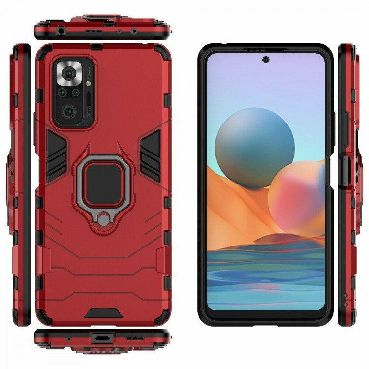 Чехол Armor Ring Holder для Xiaomi Redmi Note 10 Pro (красный)