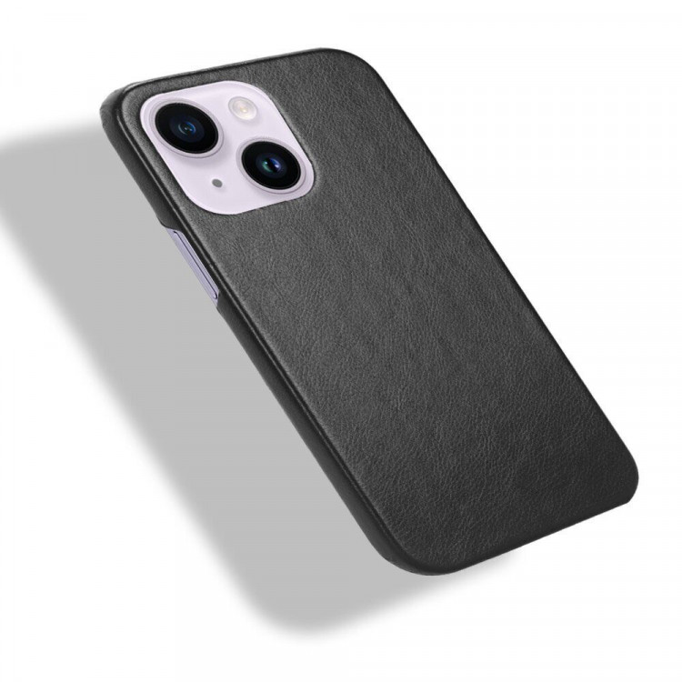 Кожаная накладка-чехол для iPhone 14 Plus (черный)